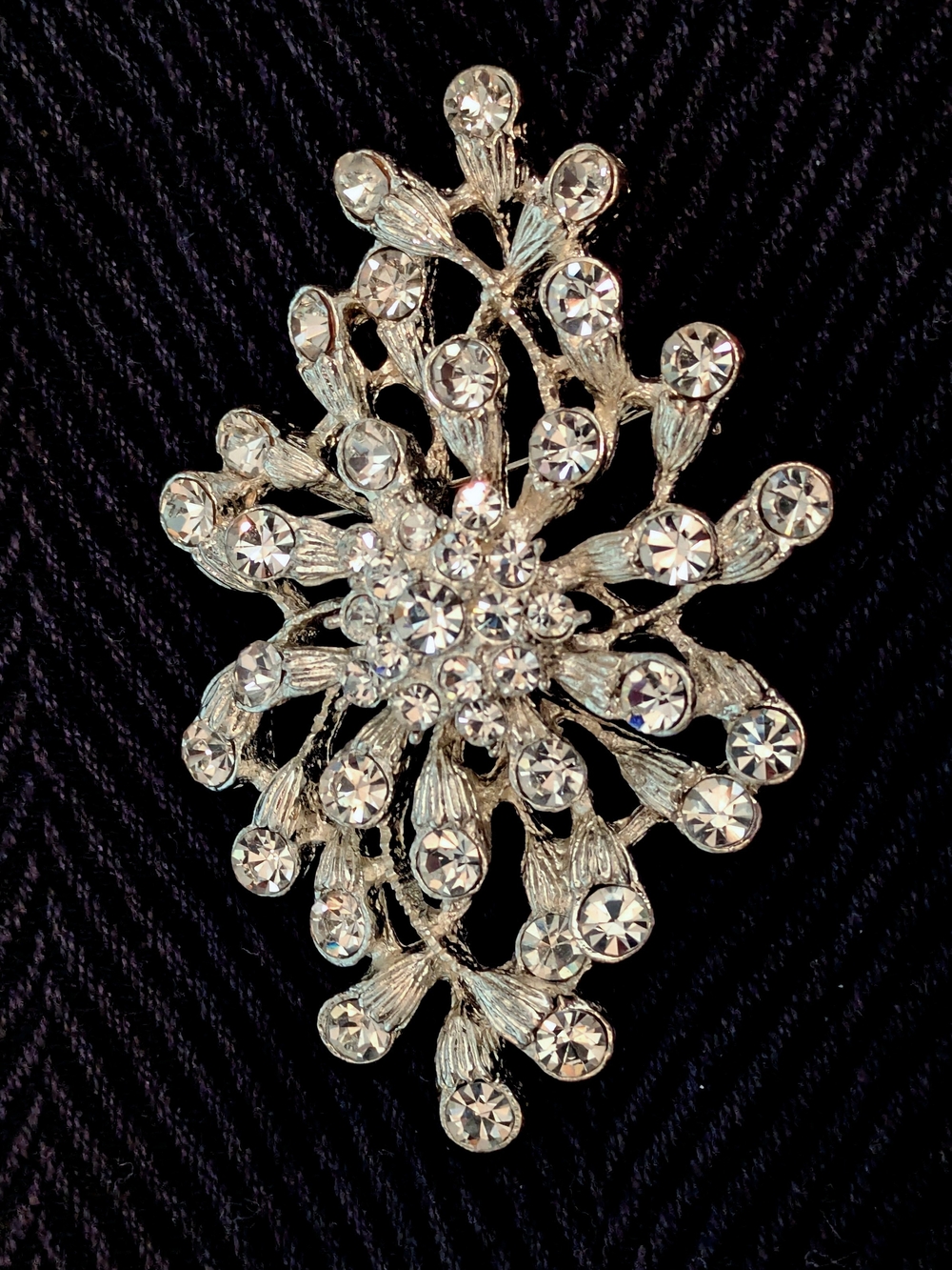 Vintage Mid Century Rhinestone Starburst Brooch Pin